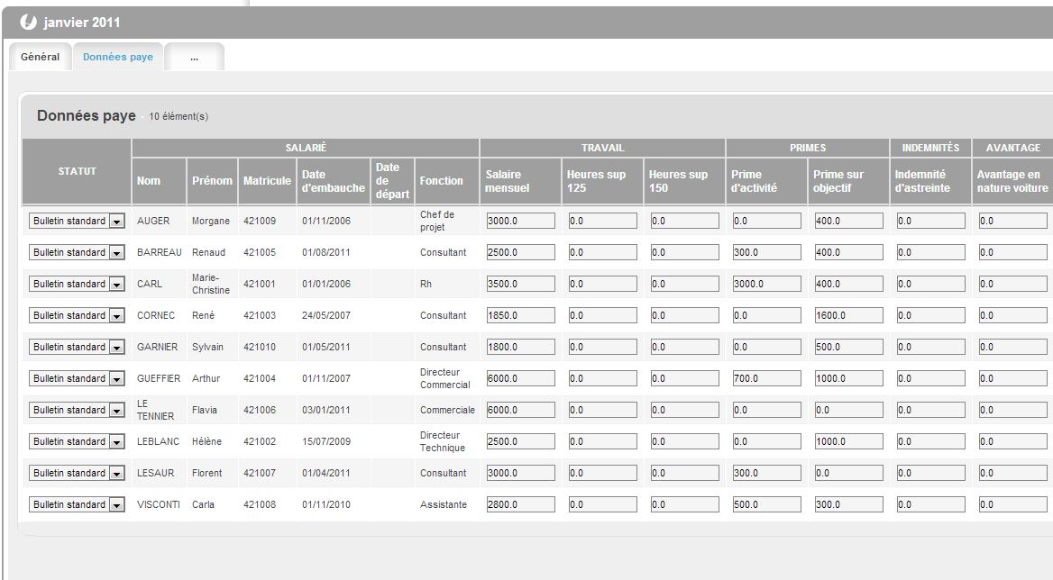 Gestion des salaires : Variables de paie en ligne